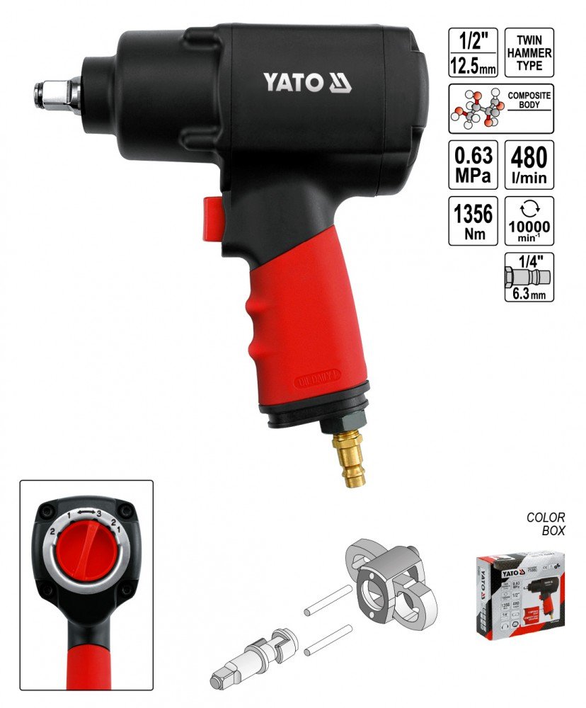 Yato professional composite air impact wrench 1/2