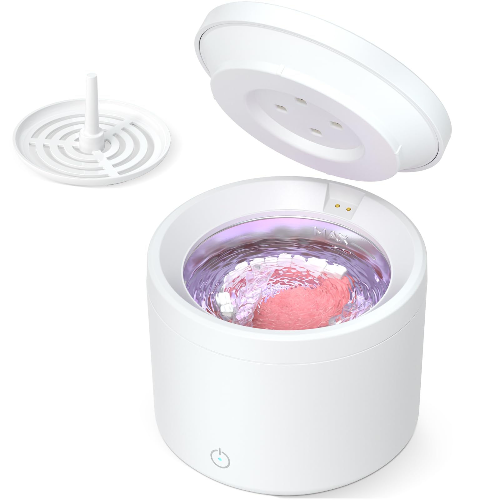 Pulitore a ultrasuoni, pulitore a ultrasuoni portatile da 48000 Hz con 4 luci UV per protesi dentarie, paradenti notturni, paradenti sportivi, apparecchi ortodontici, allineatori e altro