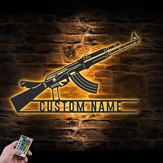 Custom Gun Metal Wall Art Led Light Personalized Second Amendment 2Nd Armory Military Name Sign Home Decor 4Th Of July Patriotic Decoration