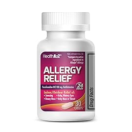 HealthA2Z Fexofenadine Hydrochloride 180mg, Antihistamine for Allergy Relief, 24-Hour Antihistamine for Allergy Relief (30 Count (Pack of 1))