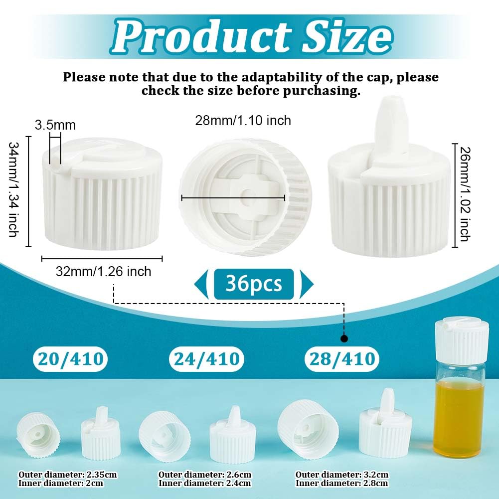 Lot De 36 Bouchons Flip-top 28/410 Transparents - Pour Bouteilles Compressibles, Anti-déversement - Remplacement Réutilisable