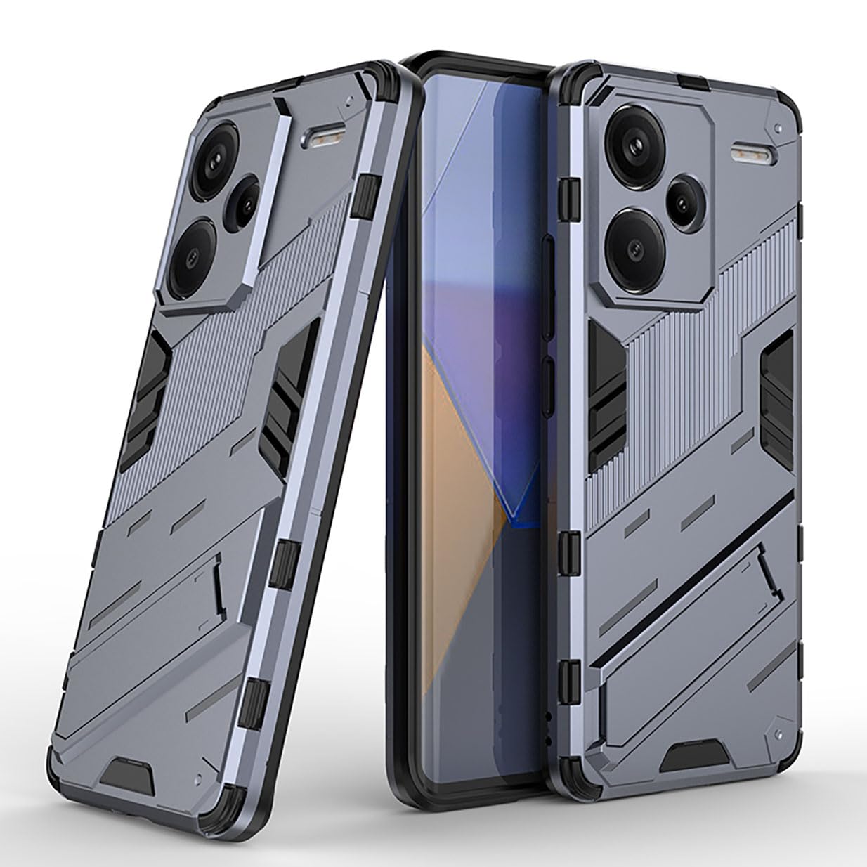 UPLAI Cover per Xiaomi Redmi Note 13 Pro+ Plus 5G, Ultra Sottile Antiurto Premio PC Custodia con Nascosto Kickstand, Morbido TPU Bumper Durevole Armatura Caso.Arancia
