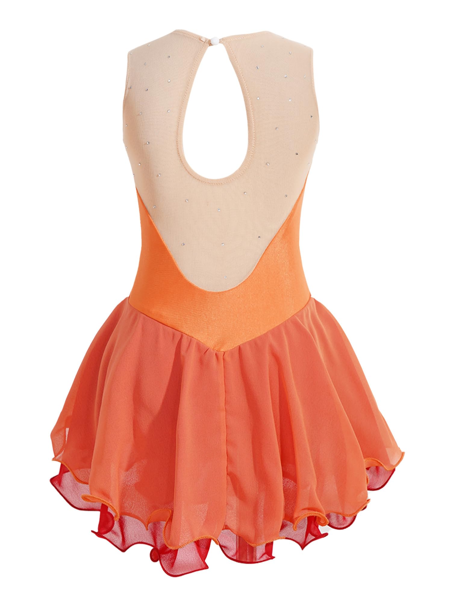 iiniim Vestido de Patinaje sobre Hielo para Niñas Vestido Danza Ballet | Maillot sin Mangas con Falda Malla de Gimnasia Ritmica Brillantes Vestido de Bailarina Ballet