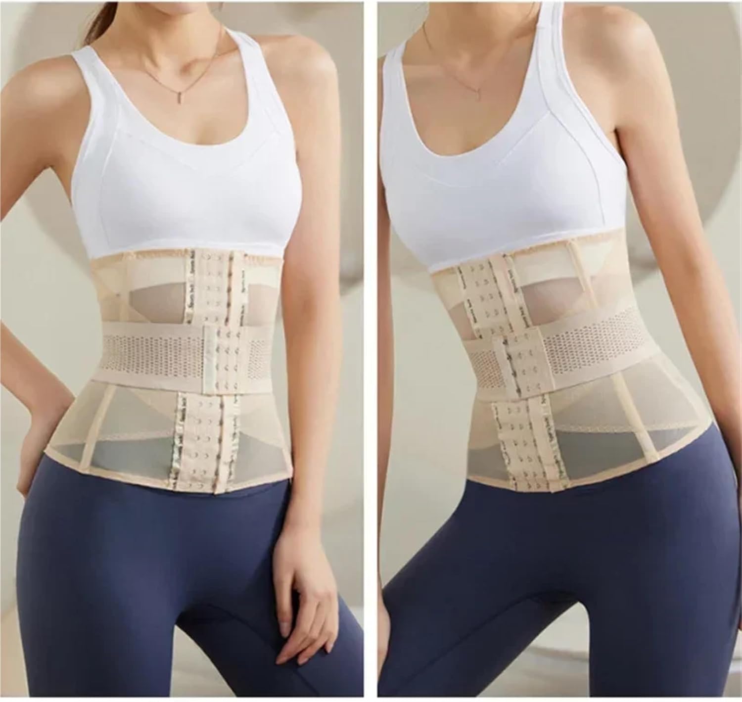 Women Double Belt Corset Waist Cincher Shapewear Summer Flat Belly Waist Trainer