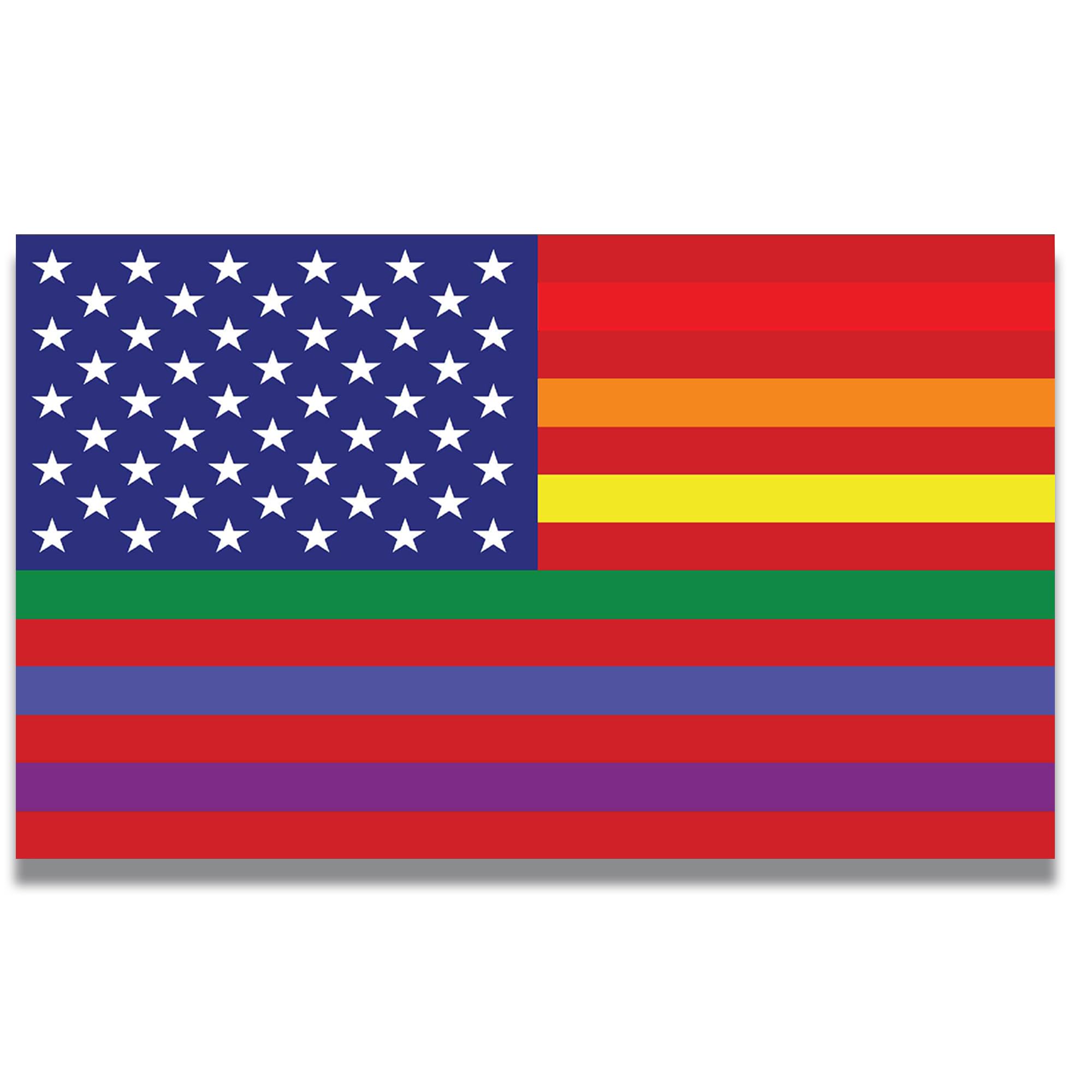Gay Pride American Flag Car Magnet 5x8 Inch, Red White &amp; Blue, Made in USA