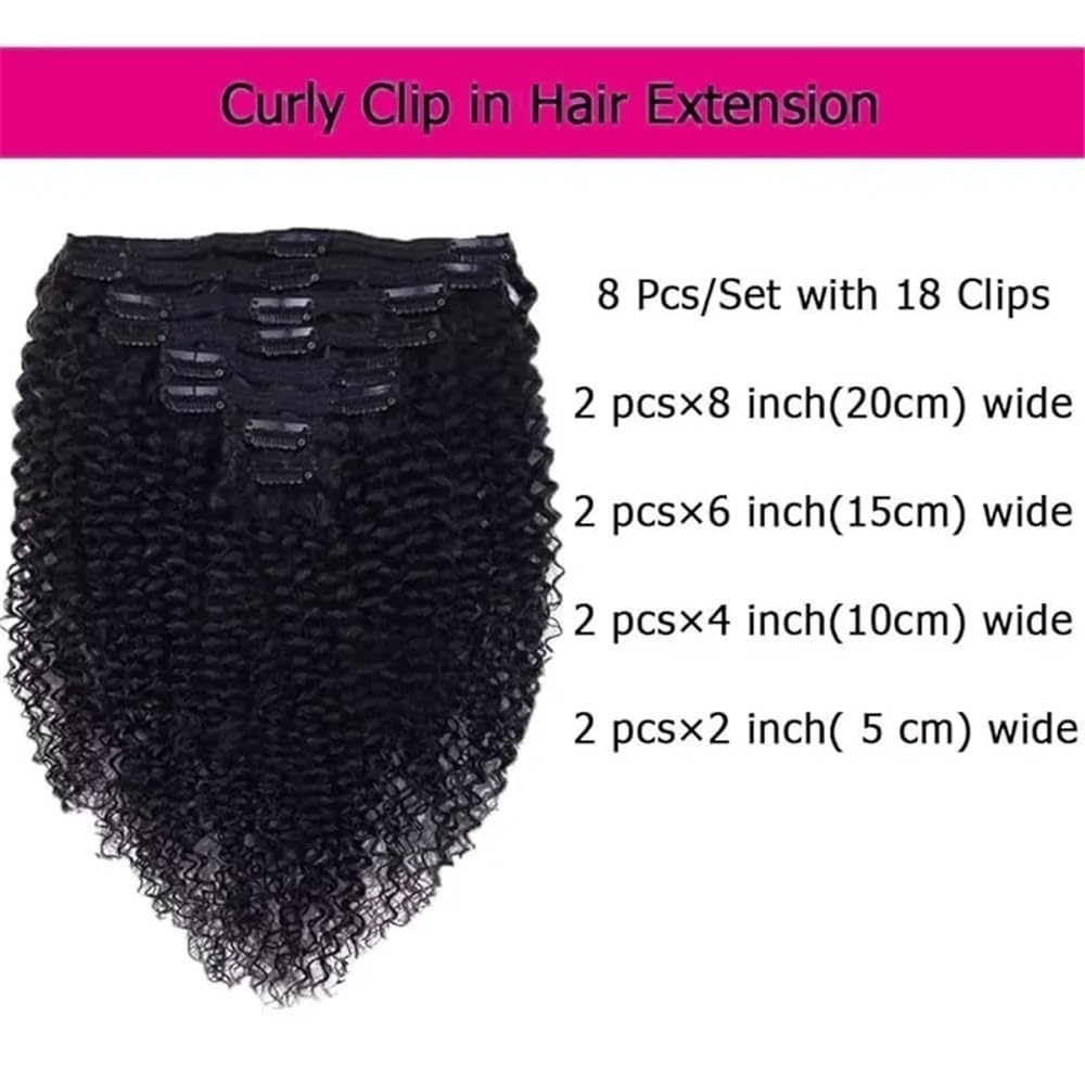 Miękkie Afro kręcone klipsy do przedłużania włosów dla ludzkich włosów, 8 szt. 120 g/zestaw dla brazylijskich Remy dla czarnych kobiet długie (26 cali)