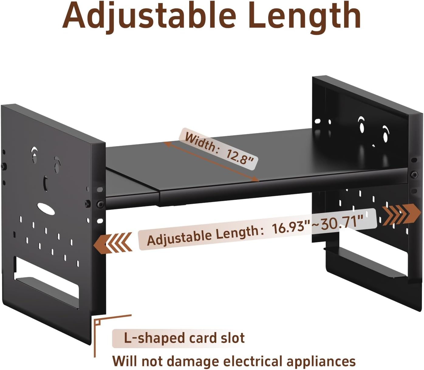 Adjustable Top Storage Shelf for Refrigerator or Washer, Dryer Countertop, Expandable Storage Shelves for Kitchen, Laundry Room and Dorm Room (Black)