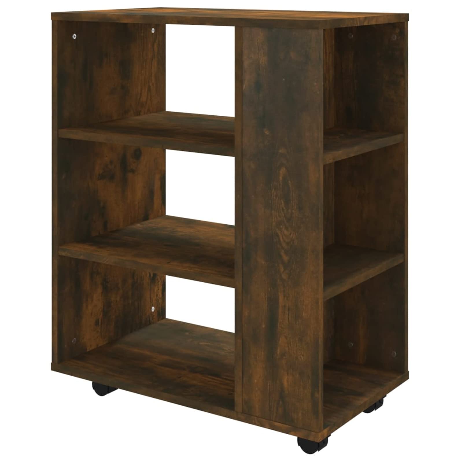 Armadietto con Ruote Rovere Fumo 60x35x75 cm Legno Multistrato,Carrello Porta Stampante, Mobiletto con Ruote, Supporto per Stampante in Legno, Classificatore per Documenti per Studio, Ufficio