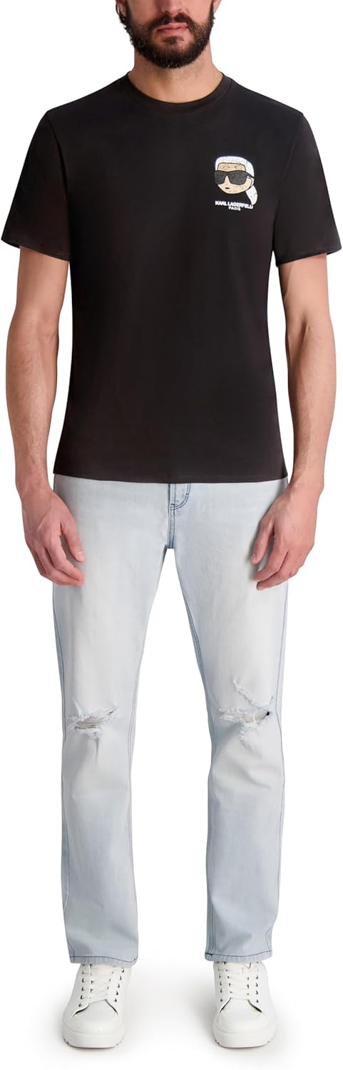 Karl Lagerfeld Men's Short Sleeve Karl Logo Crewneck Graphic Design T-Shirt