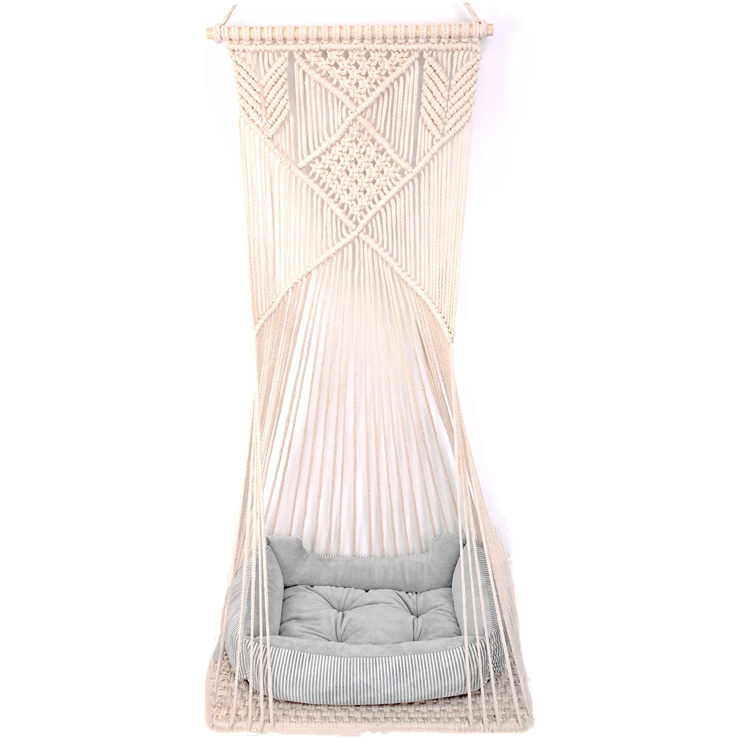 Doralus Cat Tassel Basket Tapestry (Beige, Swing Bed+Cushion)