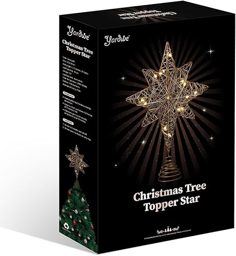 Miniatura 9 de Yardwe Decoración de estrella para árbol de Navidad de 11.8 pulgadas, estrella de metal para árbol de Navidad, decoración de fiesta (oro rosa)