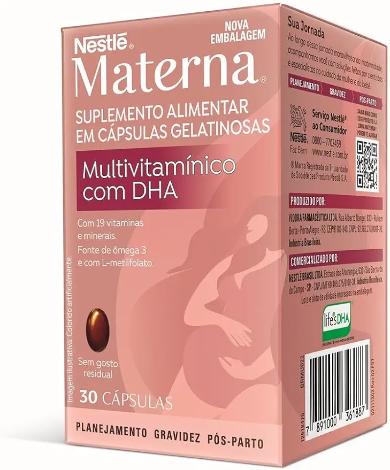 Suplemento alimentar em cápsulas Materna Multivitamínico com DHA 30 unidades