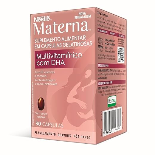 Suplemento alimentar em cápsulas Materna Multivitamínico com DHA 30 unidades