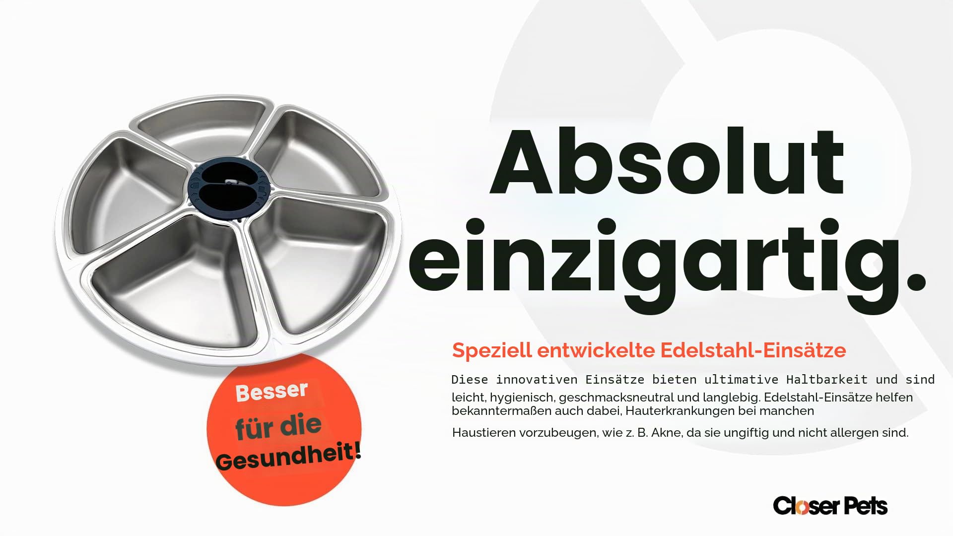 Closer Pets C500 5-Napf-Futterautomat mit Digitalem Timer – Für Katzen und Kleine Hunde, Nass- oder Trockenfutter, Inklusive Zwei Kühlakkus, 5 Mahlzeiten bis zu je 330 g, Weiß