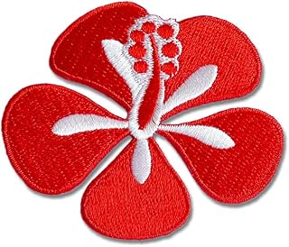 ワッペン ハワイアン ハイビスカス 花 モンステラ ヤシの木 ハワイ Hawaii アロハ ALOHA パッチ ハワイアン雑貨 アップリケ 刺繍 アイロン 手芸 入園 入園準備 保育園 幼稚園 (【2】ハイビスカス(RD))