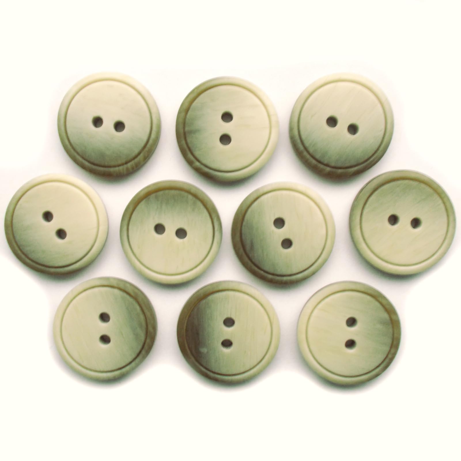 Easy Match Circle Edge Round 2 Hole Buttons - Pack of 10 (Green, 18mm)