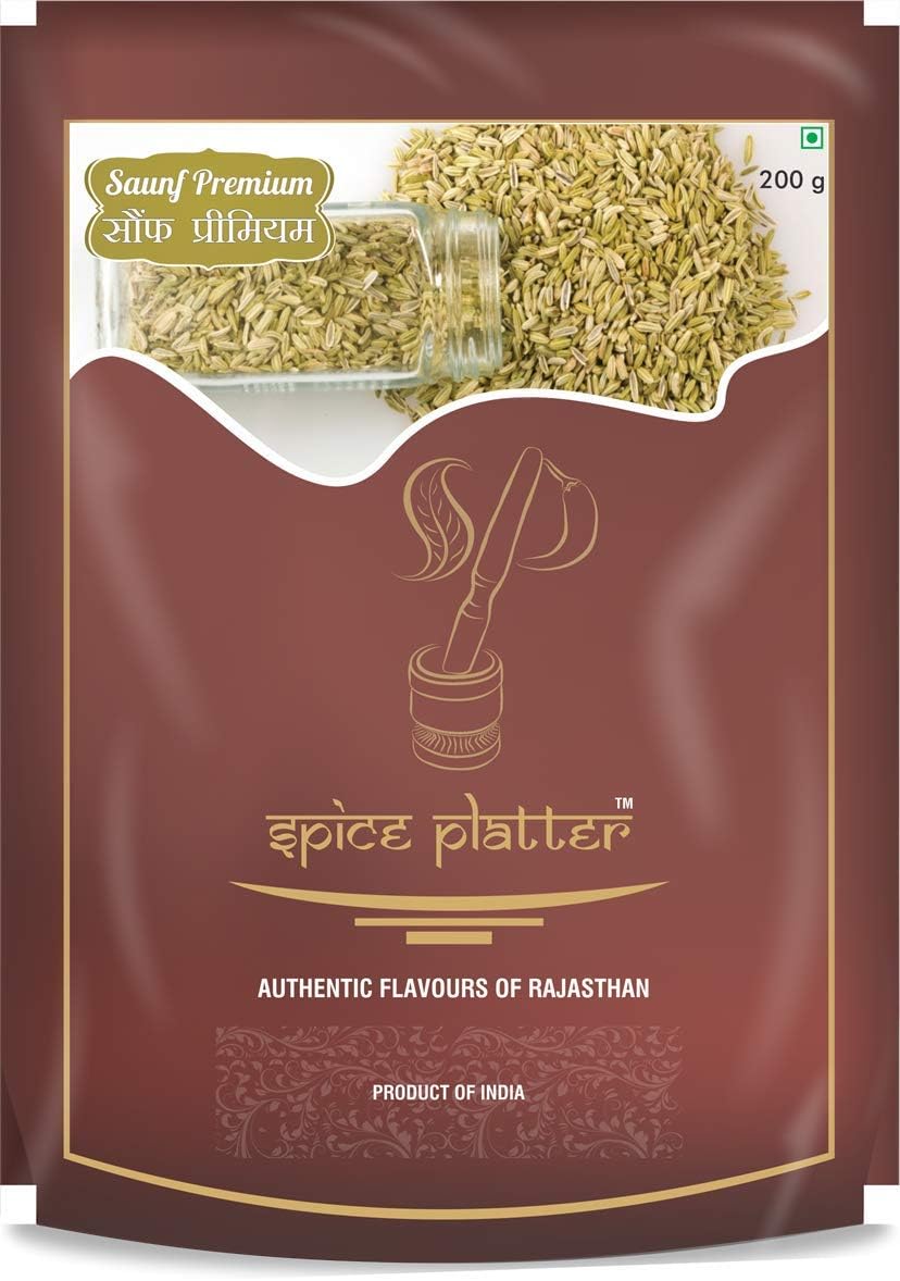 Spice Platter Premium Fennel Seeds / Moti Sauf / Whole Sauf (900g) Pack of 3 (500g+200g+200g)