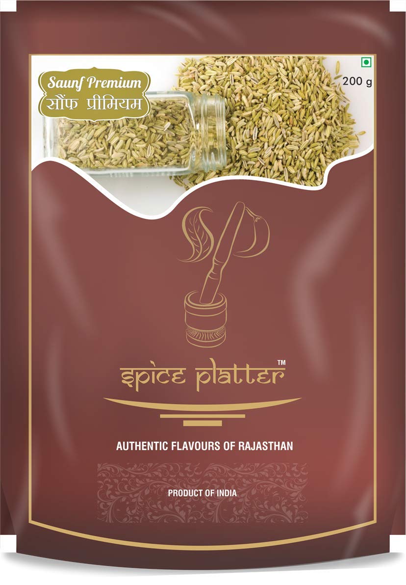 Spice Platter Premium Fennel Seeds / Moti Sauf / Whole Sauf (900g) Pack of 3 (500g+200g+200g)