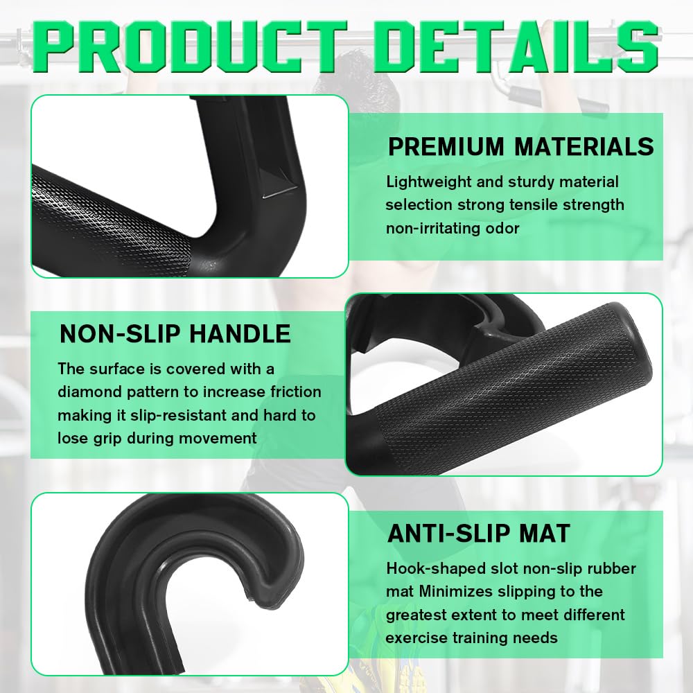 2 Maniglie Double D Fitness con Ganci a 90 Gradi, Maniglie Palestra, Impugnatura Neutra, Palestra Accessori in Nylon Composito, per Trazioni, Bilancieri e Fasce di Resistenza