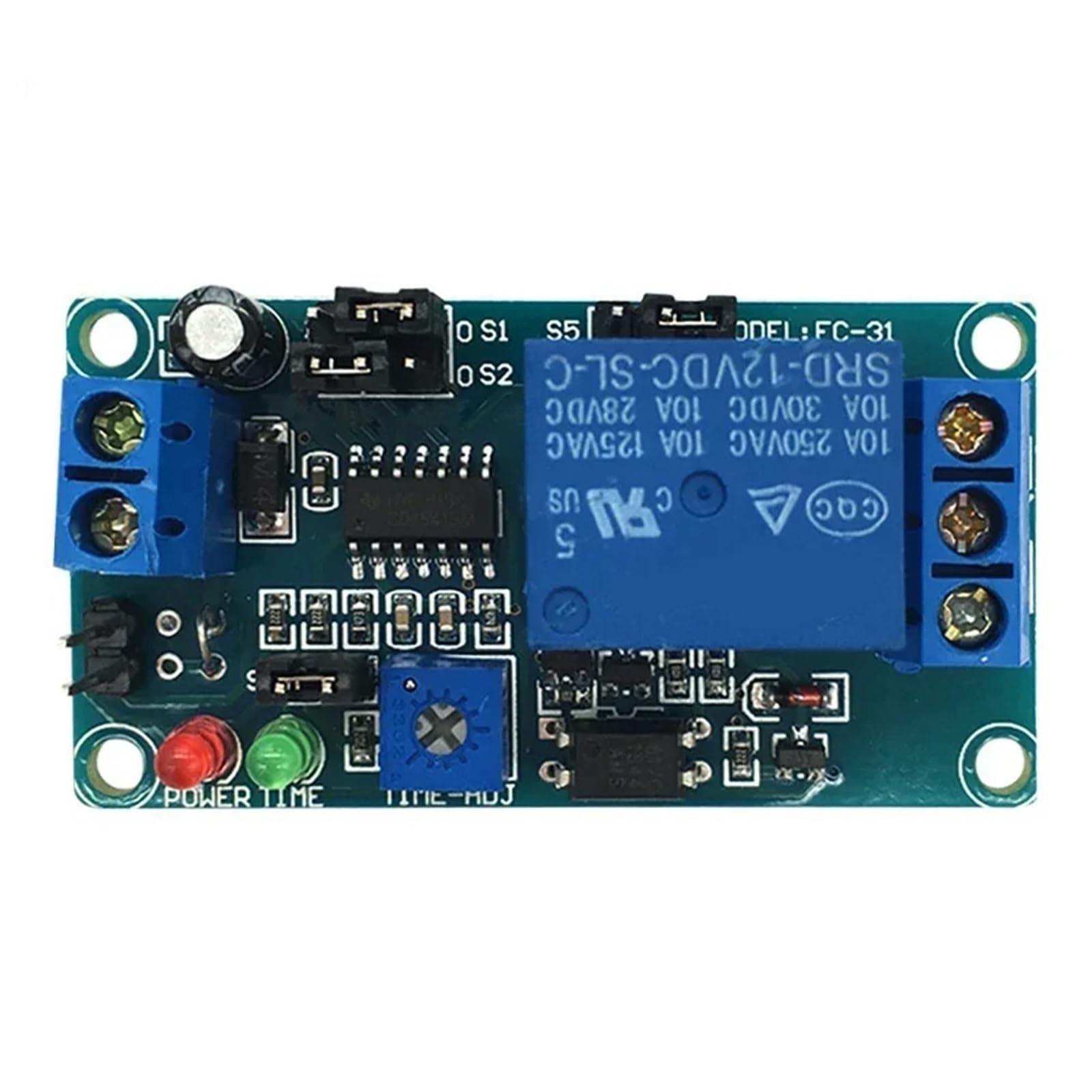 DC5V/12V Zeitrelaismodul Normal geöffnet Zeitverzögerungsrelais Zeitrelais-Steuerschalter Einstellbares Potentiometer LED-Anzeige(12V)