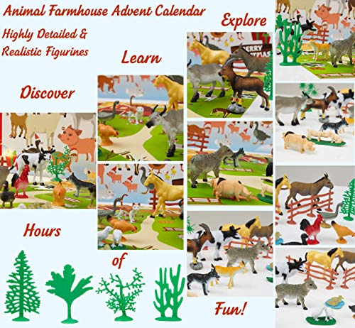 61eC6n5m9wL KreativeKraft Calendrier de L'avent 2022 Enfant 24 Jouets Animaux Dinosaures(Multicolore Farm animals)