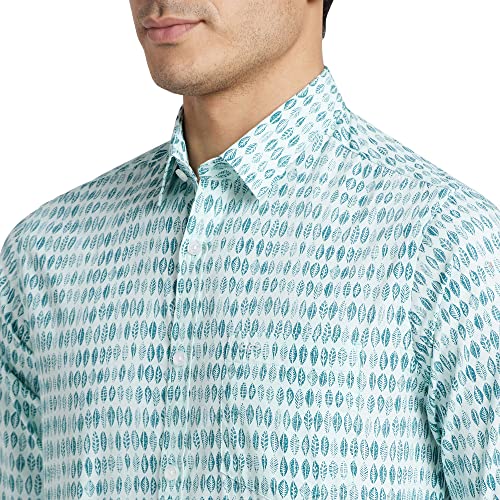 Image of Colorplus Men's Pure Cotton Print Pattern Contemporary Fit Spread Collar Full Sleeve Casual Shirt