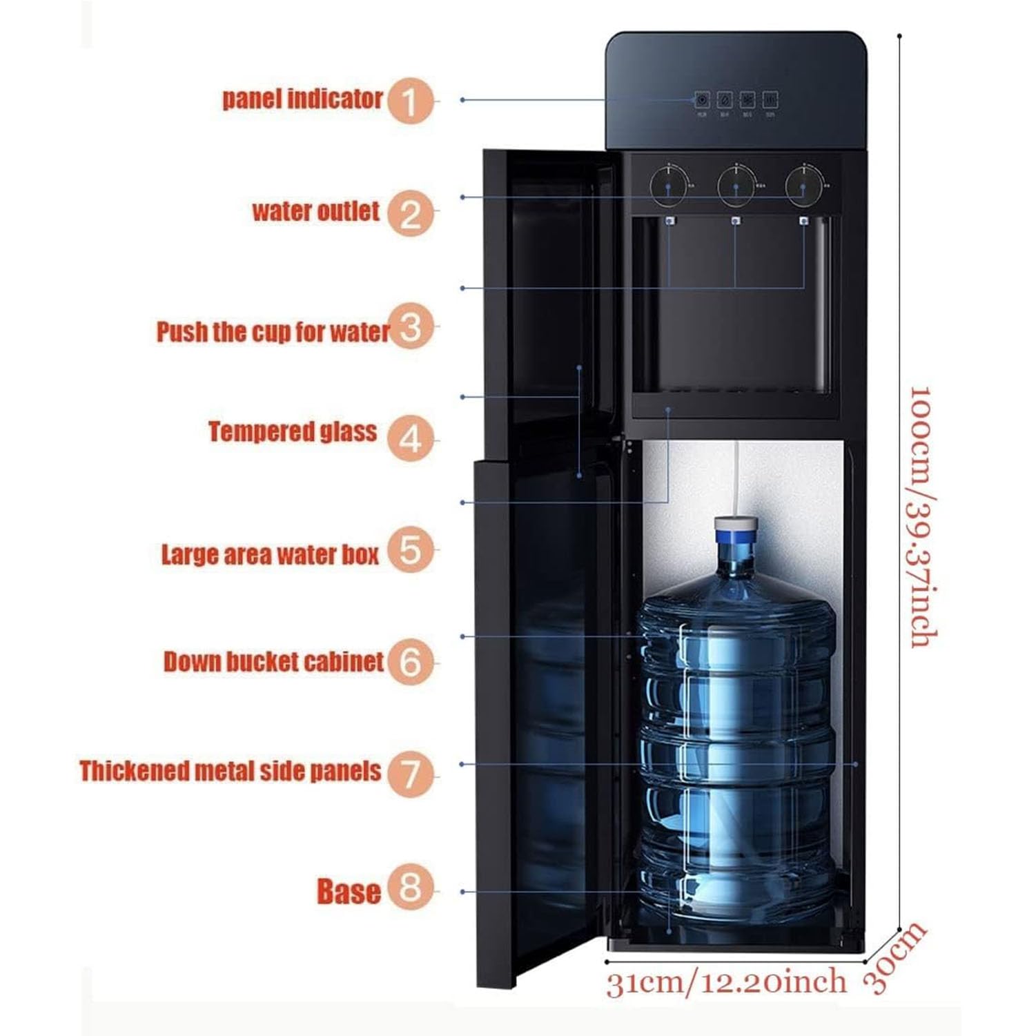 Erogatore istantaneo di acqua bollente con funzioni di ghiaccio e caldo, controllo efficiente della temperatura, design salvaspazio per casa e ufficio
