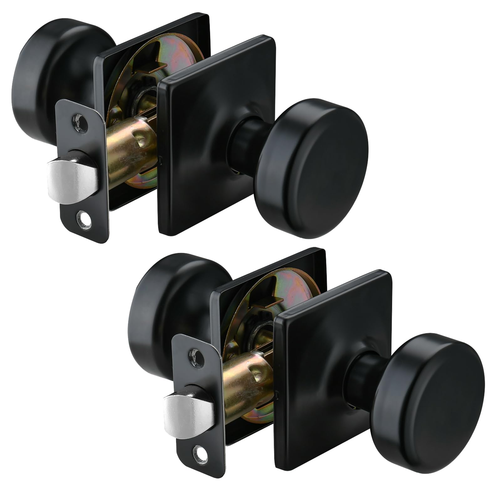 Black Door Knobs - 6 Pack Privacy Knobs -25