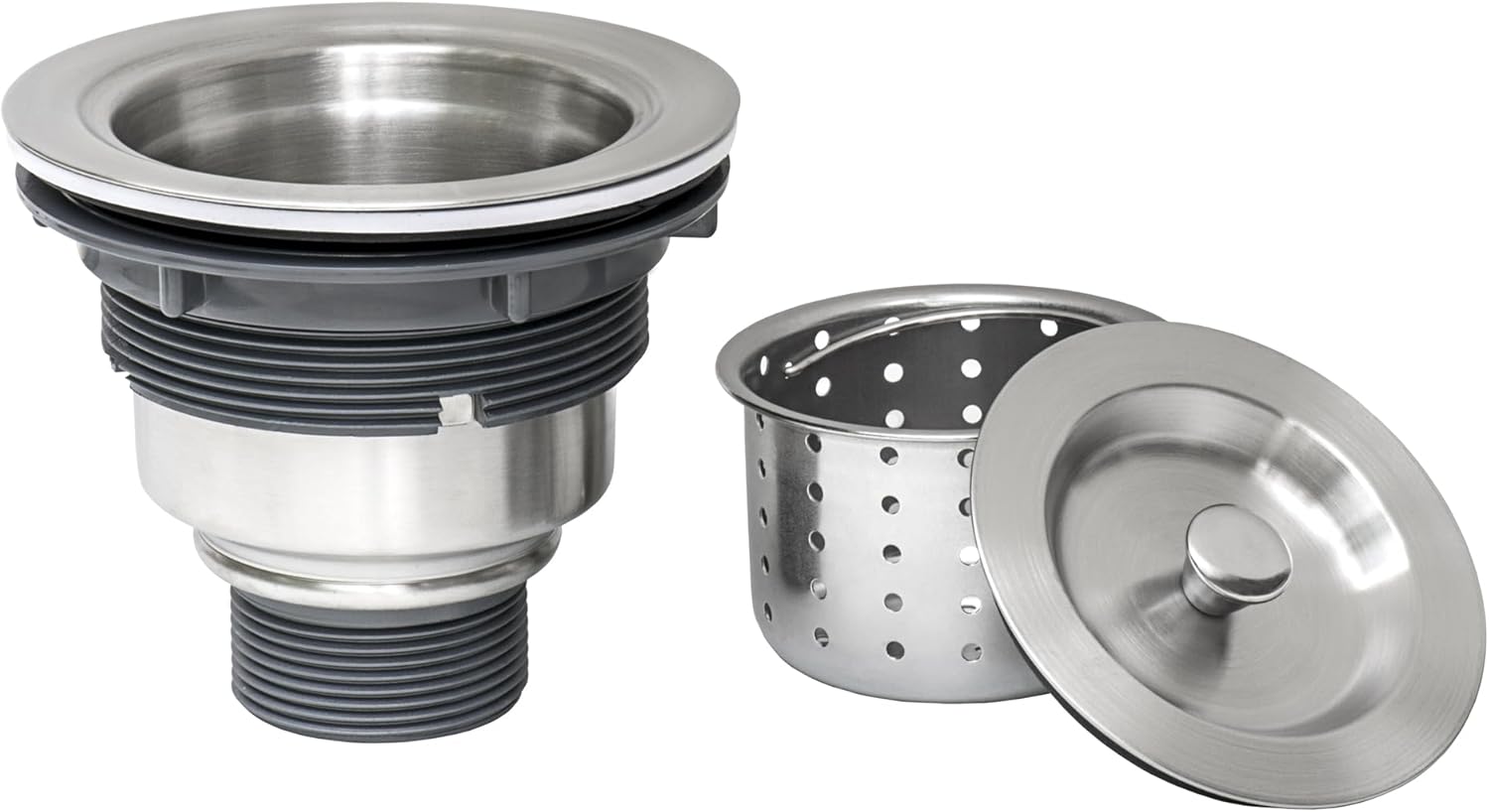 Ruvati Deep Basket Strainer Drain for Kitchen Sinks All Metal 3-1/2 inch - Gunmetal Black Stainless Steel - RVA1027BL