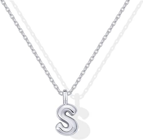 PAVOI 14K Gold Plated Dainty Chunky Bubble Initial Letter Pendant