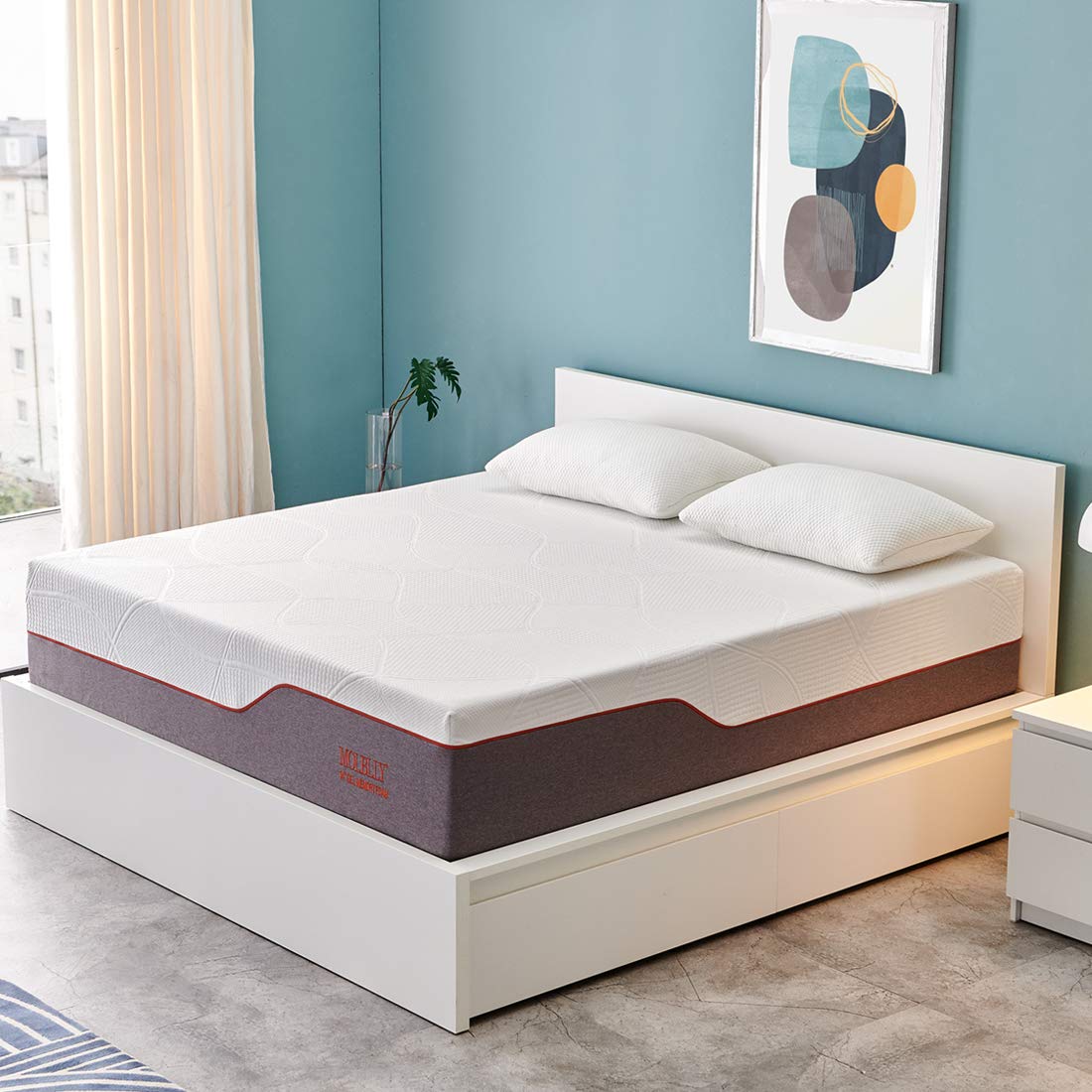Molblly King Mattress, 12 inch Gel Memory Foam Mattress Bed Mattress in a Box Medium Plush