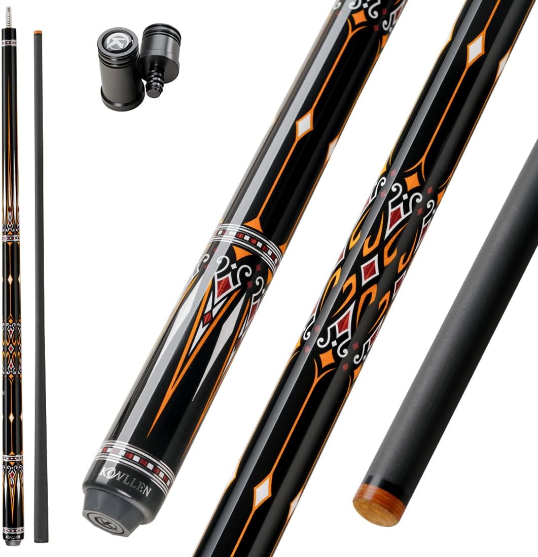 KONLLEN Carbon Fiber Pool Cue Stick Professional Cues Full Carbon Technology Low Deflection Billiard Cue Stick,12.5mm,147cm