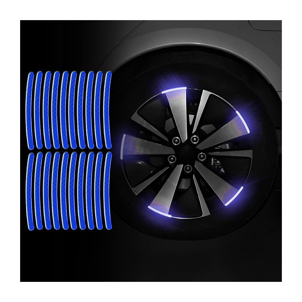 BYCHKA Reflective Wheel Rim Stripe for Fiat Punto Evo | Typ 199 | Bj. 2009-2011, Night Safety Decoration Stripe Anti-Scratch Reflective Stickers Decorative Stickers,Blue