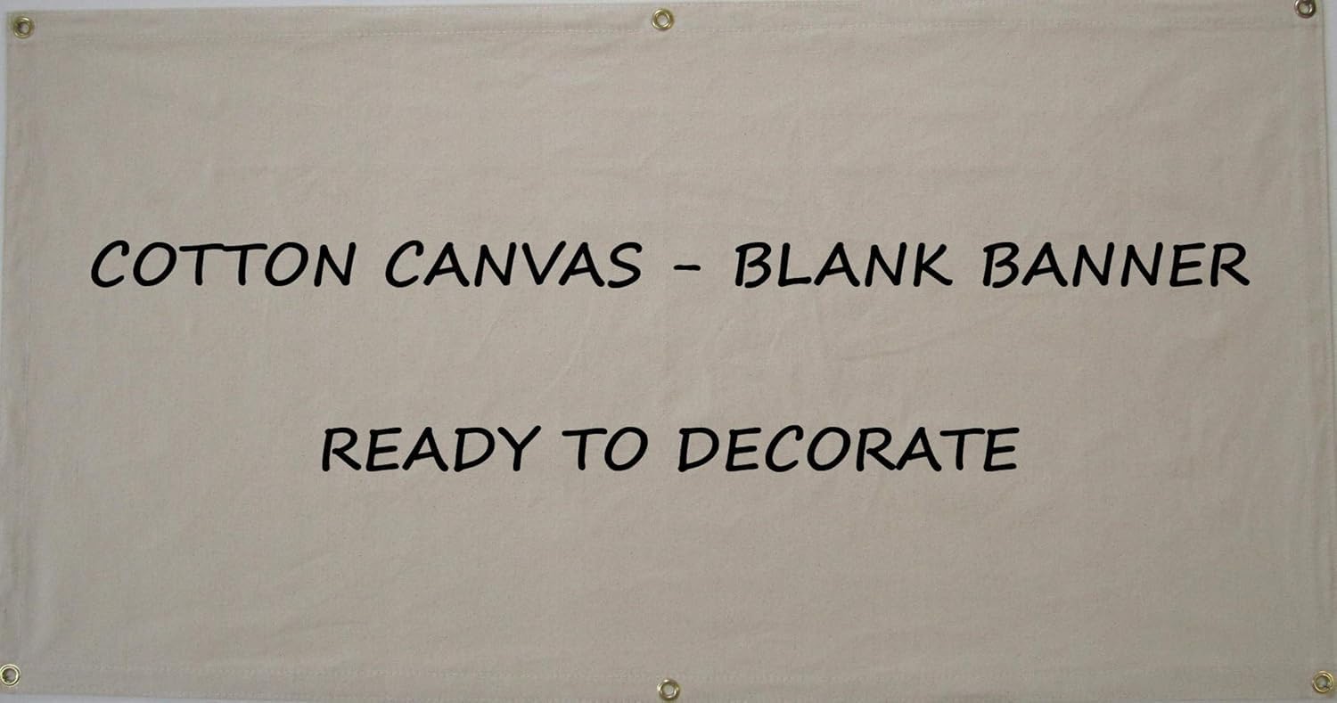 Blank Canvas Banner, Wall Hanging 36" x 72", Paintable, Natural Cotton Canvas, Grommets, Art Classroom Supplies
