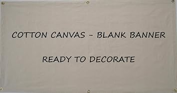 Blank Canvas Banner, Wall Hanging 36" x 72", Paintable, Natural Cotton Canvas, Grommets, Art Classroom Supplies