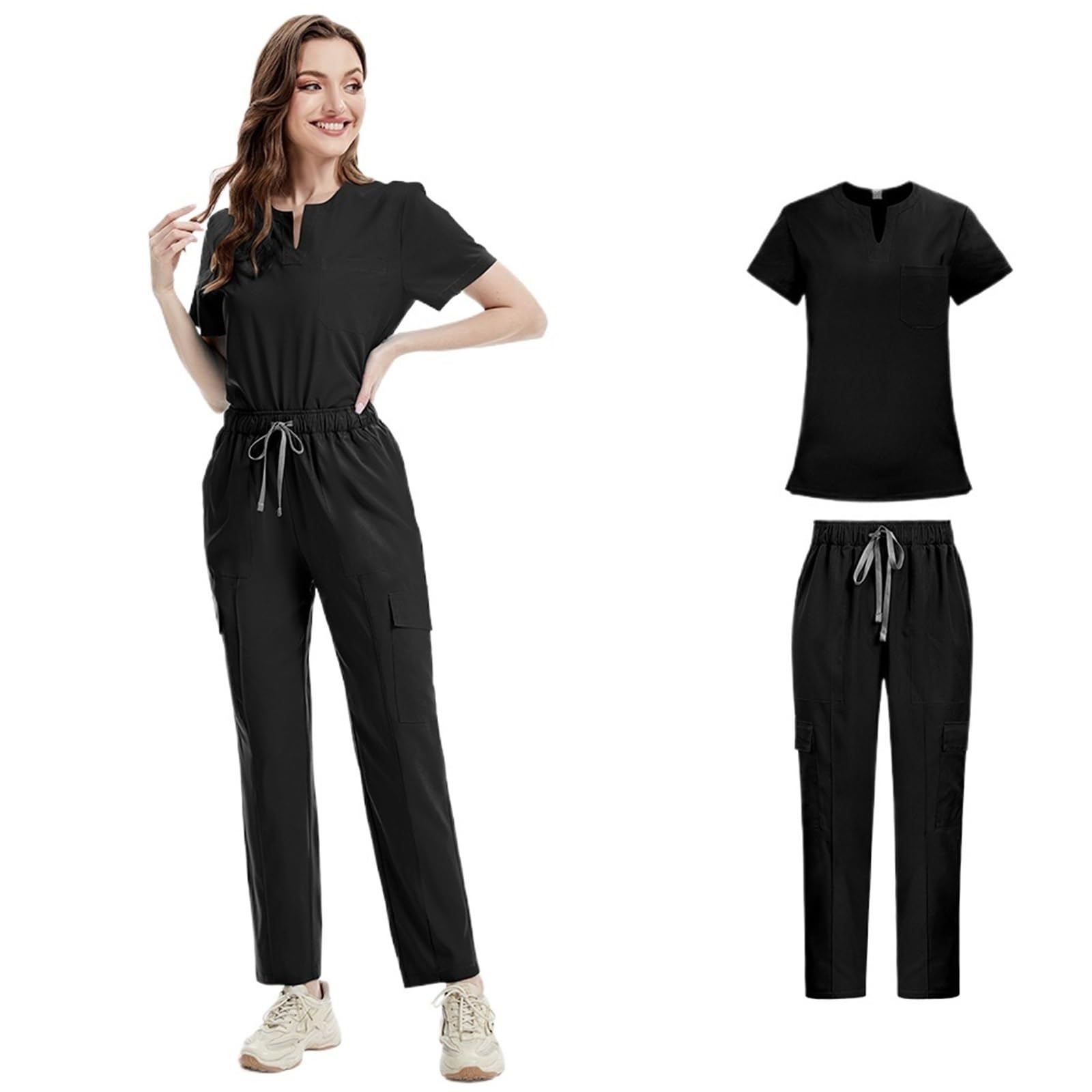 Uniformes médicos Bata Uniforme Mujer artículos de enfermería Accesorios Enfermeras clínica Traje médico salón Belleza SPA para AtencióN MéDica, SalóN De Belleza(Brown,XL)