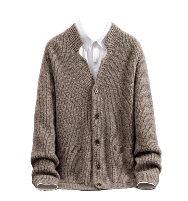 Men's Solid Knitted 100 Percent Cardigan Alpaca Wool Sweater Open Front Cardigans