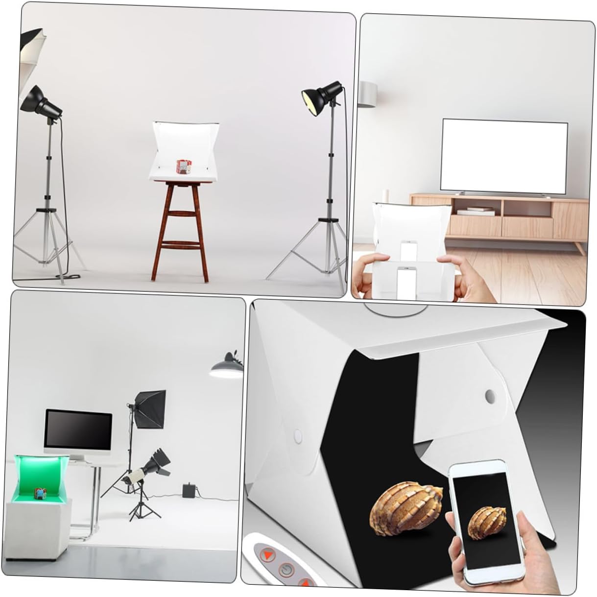 40cm Mini Photography Light Box with Dual LED Lights, Portable Folding Photo Tent Kit with 6-Color Backdrops for Product Photography and Studio Shooting