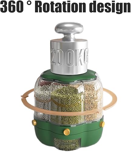 Miniatura 5 de Enfudid Contenedor de almacenamiento de granos de alimentos de gran capacidad, dispensador de arroz de 6 rejillas, caja de almacenamiento de