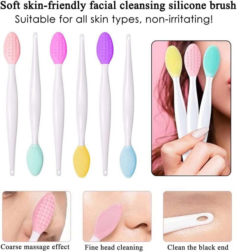 Miniatura 3 de AKOAK Cepillo de limpieza de doble cara con cabeza de silicona respetuoso con el medio ambiente, cepillo de puntos negros, cutinaporos, herramienta