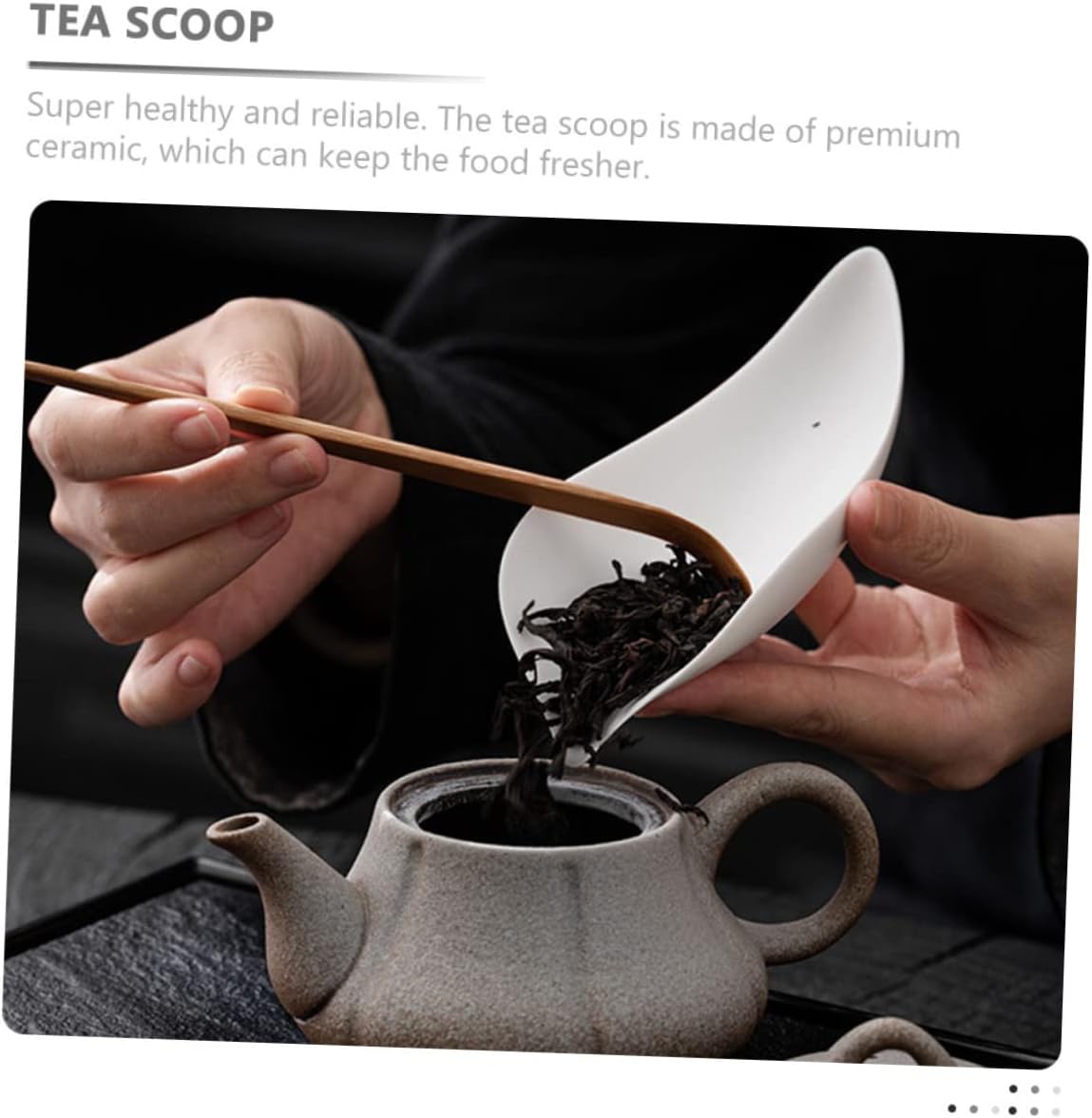 Ciieeo Household Ceramic Tea Scoop Smooth Ceramic Spoon for Loose Tea Leaves for Home Hotel and Tea Shop Use and Condiment Dispenser for Sugar Spices