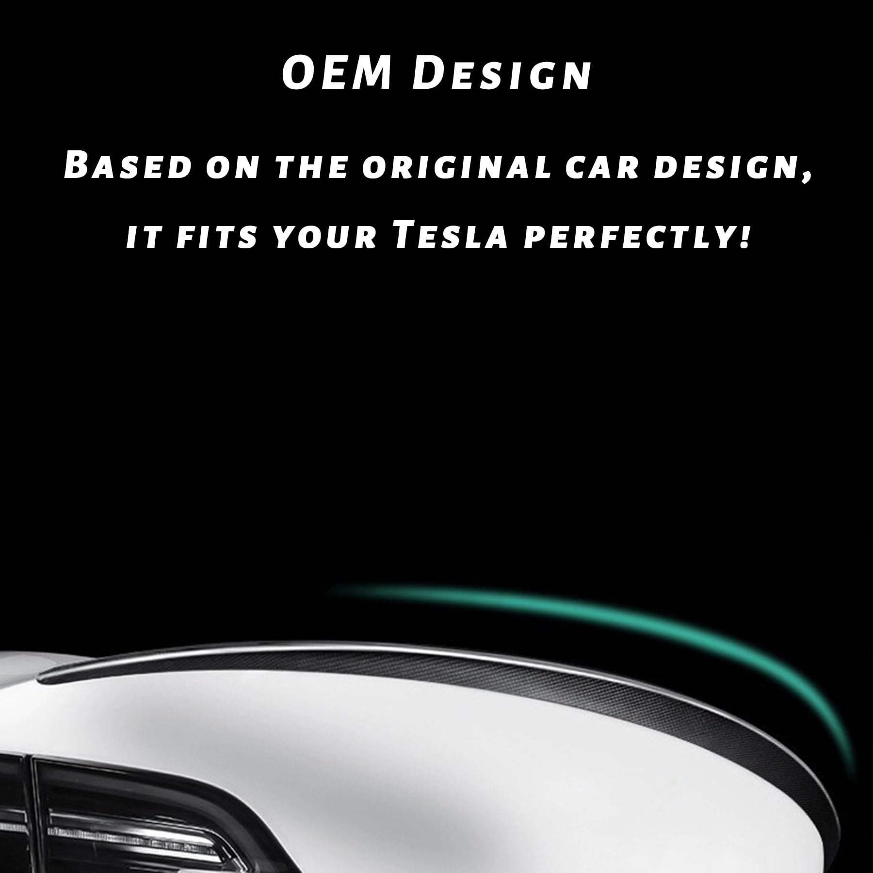 Performance Aileron pour Model 3 2016-2023 (Fibre de Carbone Mat) | Aileron Arrière D'origine en Fibre de Carbone pour Tesla, Spoiler Wing Performance, Couvercle de Coffre Arrière ABS