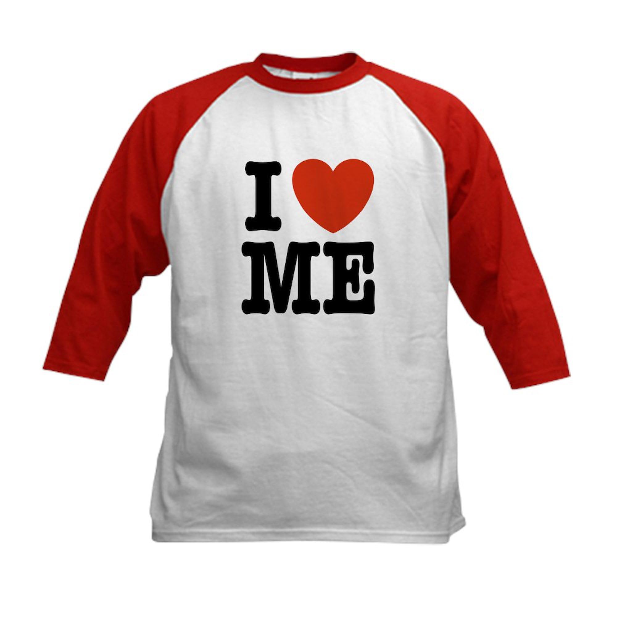CafePress I Love ME Maine Kids Baseball Jersey Kids Cotton Baseball Jersey, 3/4 Raglan Sleeve Shirt Red/White