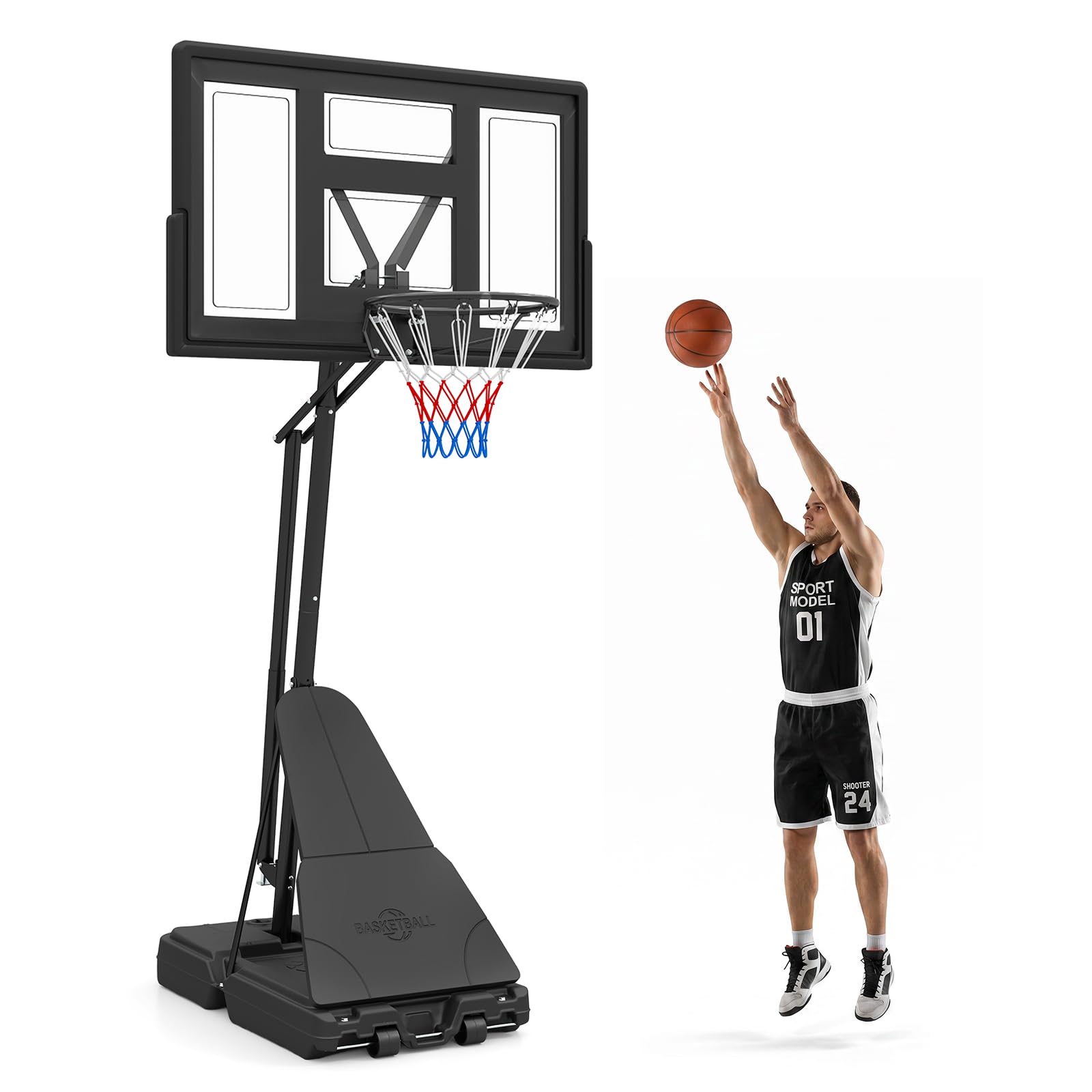 COSTWAY Basketball Hoop, 10FT Basketball Goal System (109 x 108 x 365cm)