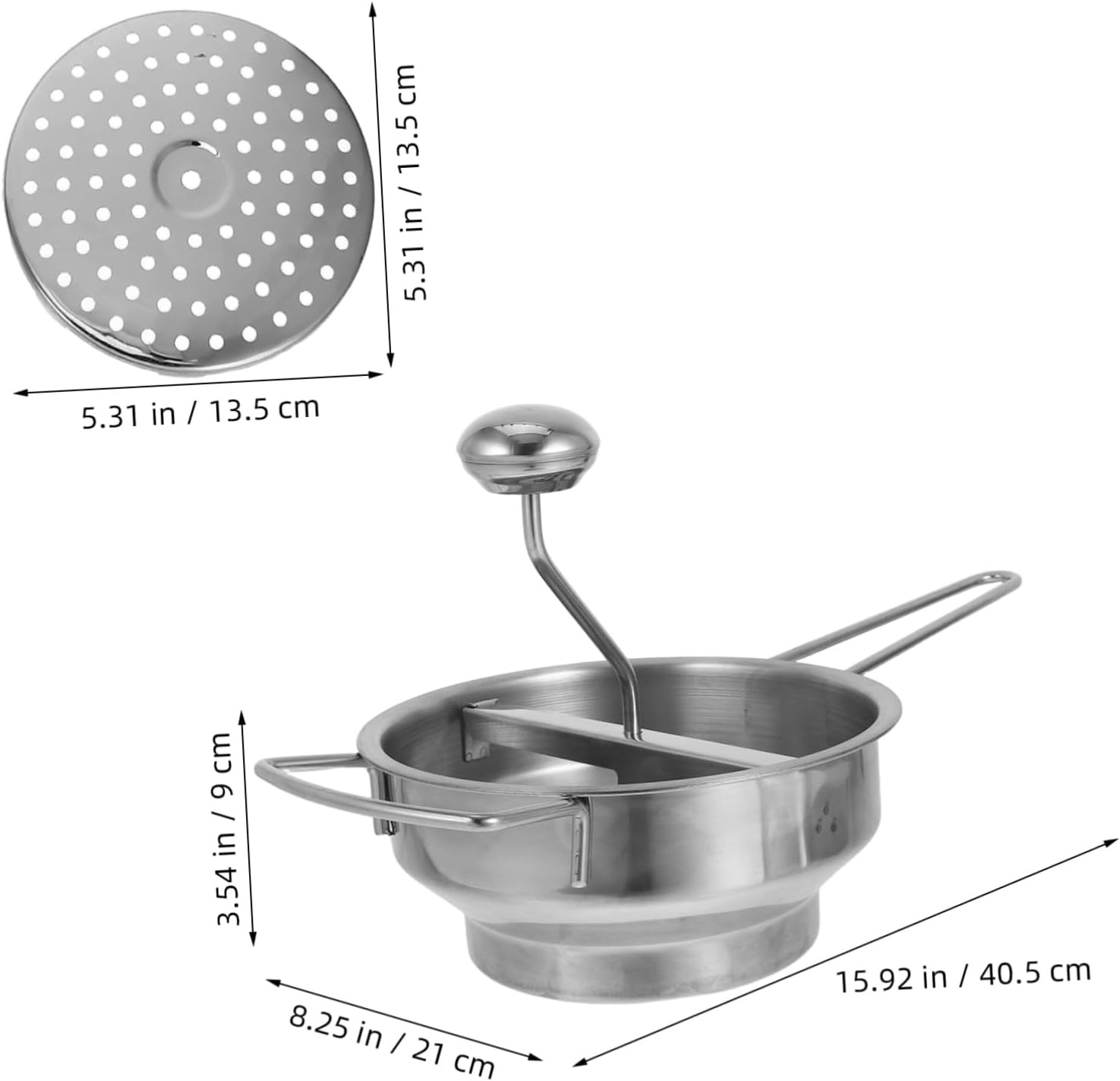 Ergonomic Handle Manual Potato Masher Stainless Steel Lightweight for Easy Mashing