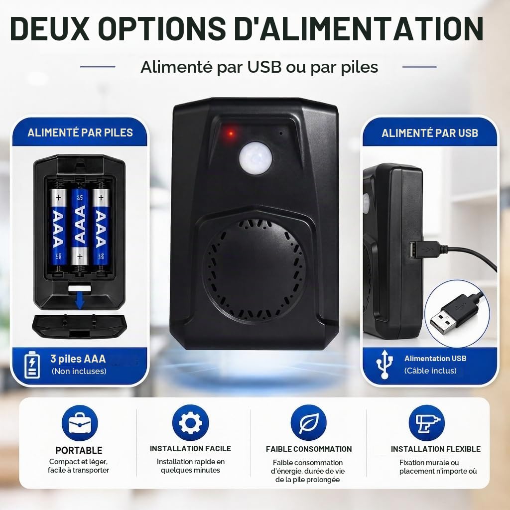 Petite enceinte audio avec détecteur de mouvement infrarouge PIR pour lecteur MP3 et musique d'Halloween avec fonction de téléchargement USB Noir, Microsound V22