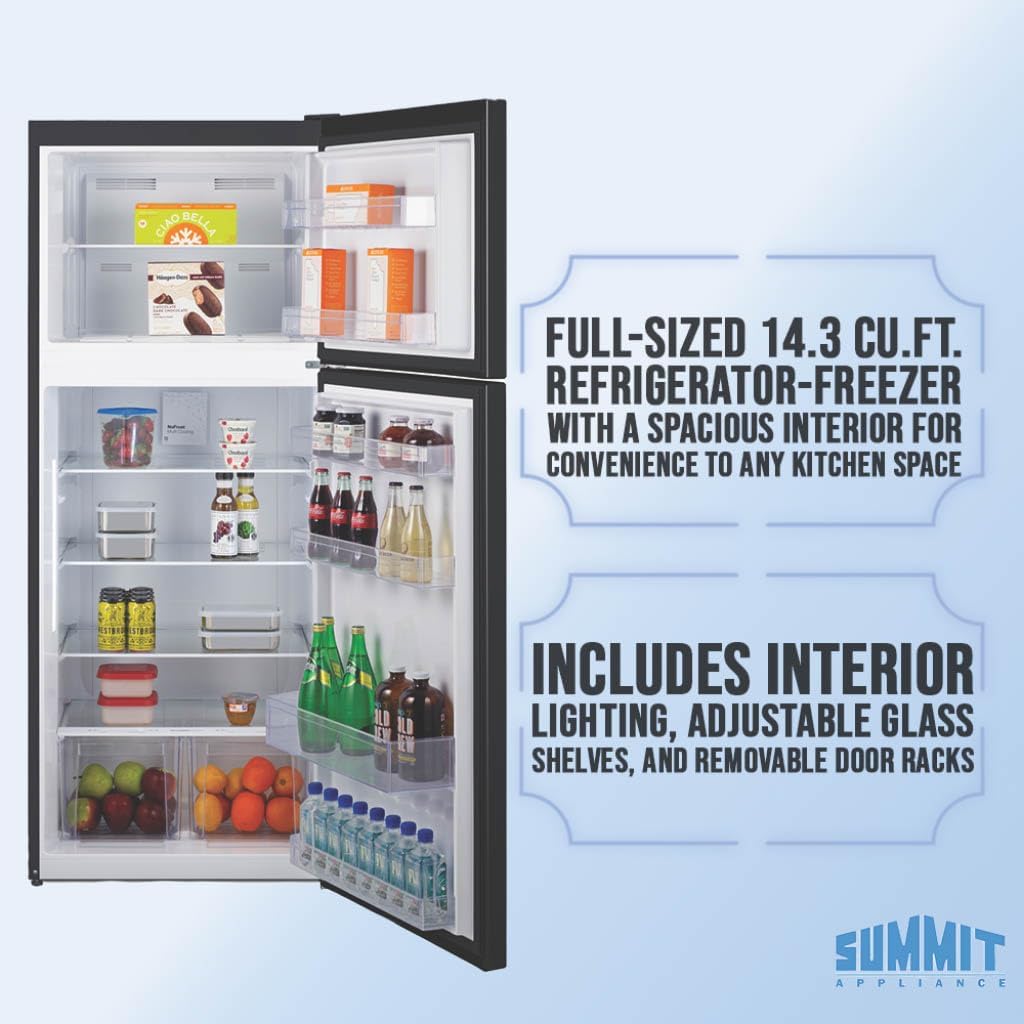 Summit 28" Refrigerator, Top Mount Freezer, Full Size, Energy Star Certified, White- CTR152B (Black, Right Hand Door)