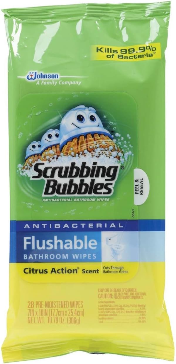 Scrubbing Bubbles® Flushable Bathroom Wipes, 6 1/2 x 11 (DRACB214045PK