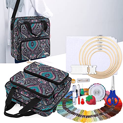 Lodrid Embroidery Starter Kit With Storage Bag, Cross Stitch Kits Tools With Case For Beginners, Adults And Kids, Craft Supplies Kits Bag For Easy Carrying, With Handles And Shoulder Strap, Totem #TOP5