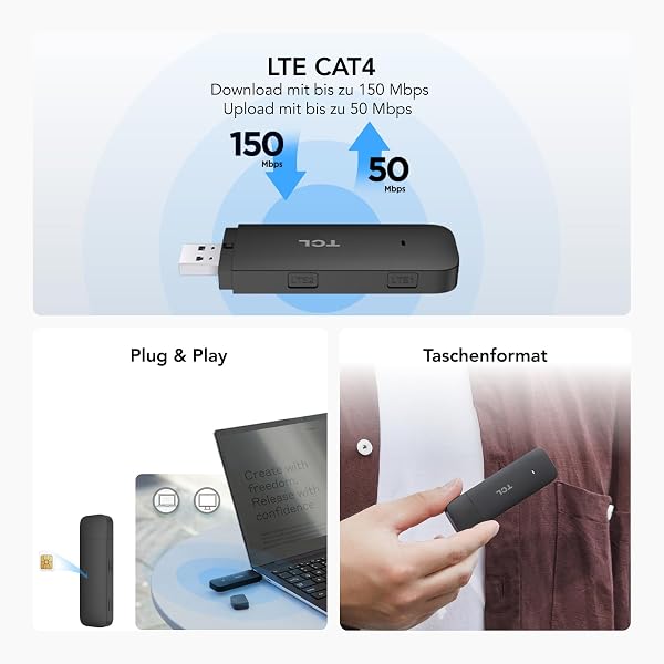 TCL LINKKEY IK41 – Tragbarer 4G LTE USB-Dongle mit 150 Mbps Geschwindigkeit, Plug-and-Play-Konnektivität - 2